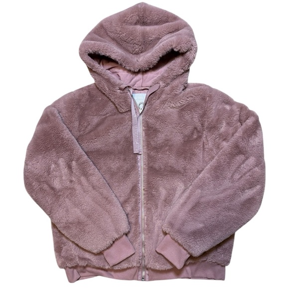 Athleta Ritual Jacket Women’s M Mauve Hooded Faux Fur Full Zip Winter Coat - Picture 1 of 11